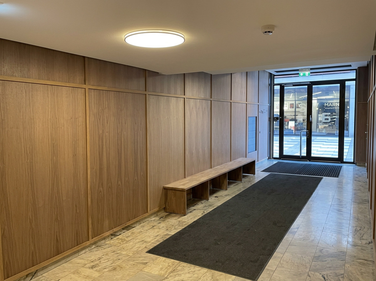 Entré med ekpanel och postbox